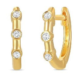 Boucles d'oreilles Créoles OR Jaune 750 ml Diamants