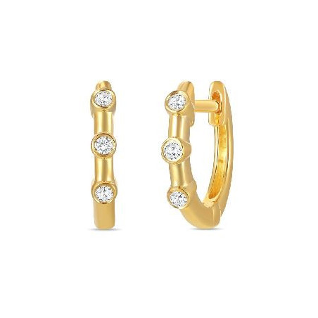 Boucles d'oreilles Créoles OR Jaune 750 ml Diamants