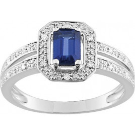 Bague OR Blanc 750 ml Diamants et Saphirs