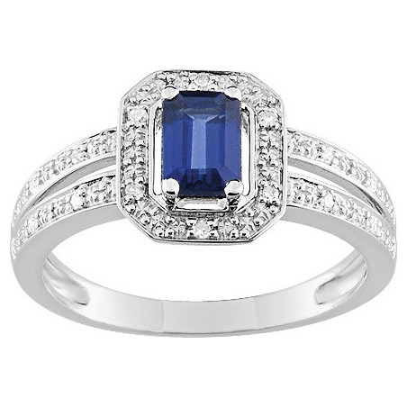 Bague OR Blanc 750 ml Diamants et Saphirs