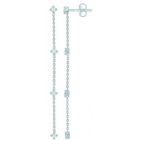 Boucles d'oreilles OR Blanc 750 ml Diamants
