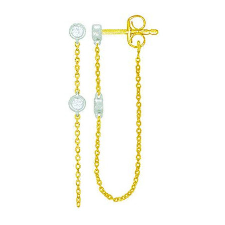 Boucles d'oreilles OR Jaune et Blanc 750 ml Diamants