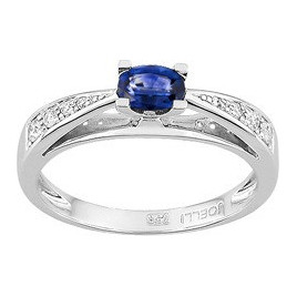 Bague OR Blanc 750 ml Diamants & Saphir