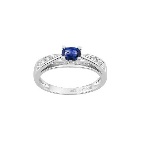 Bague OR Blanc 750 ml Diamants & Saphir