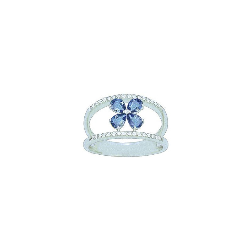 Bague OR Blanc 750 ml Diamant & Saphir Bague OR Blanc 750 ml Diamant & Saphir