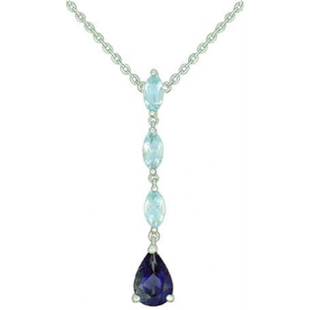 Collier OR Blanc 750 ml Topazes bleus & Iolite