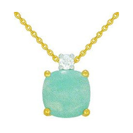Collier OR Jaune 750 ml Diamant et Amazonite