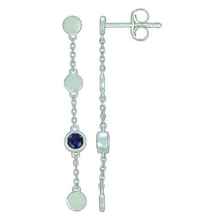 Boucles d'oreilles OR Blanc 750 ml Diamants & Saphirs