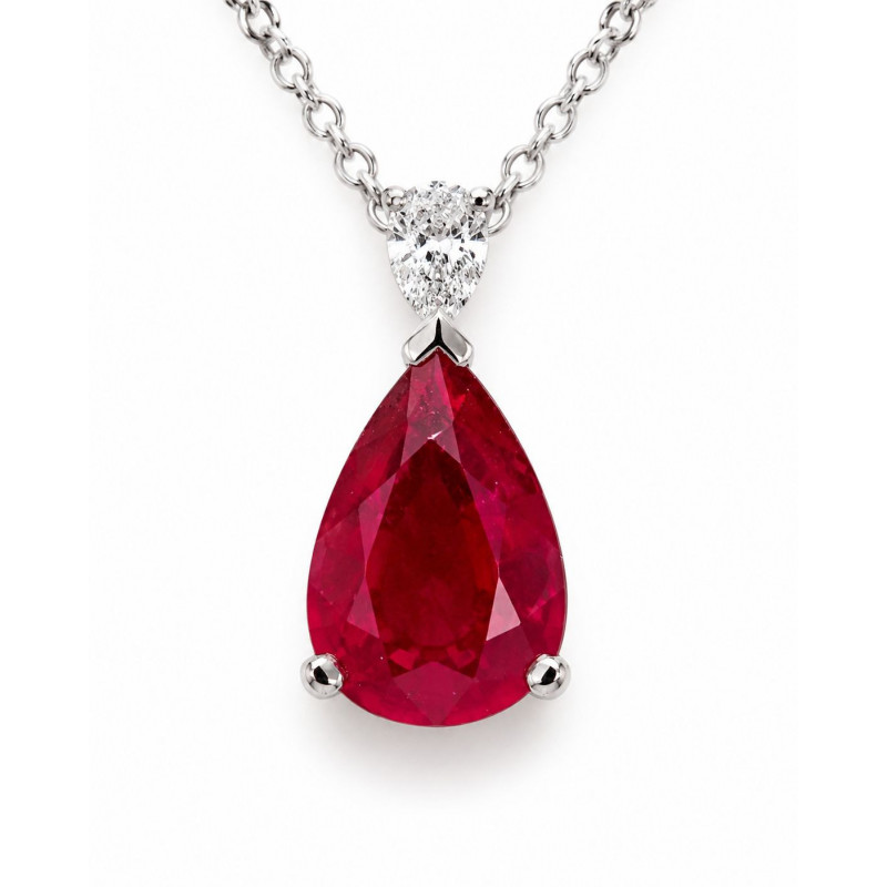 Collier OR Blanc 750 ml Rubis et Diamant