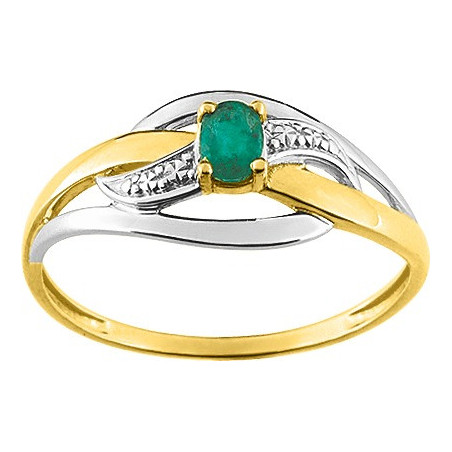 Bague OR Jaune et Blanc 750 ml Emeraude