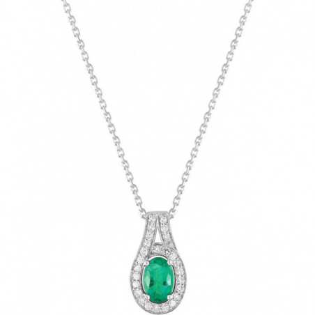 Collier OR Blanc 750 ml Diamants et Emeraude
