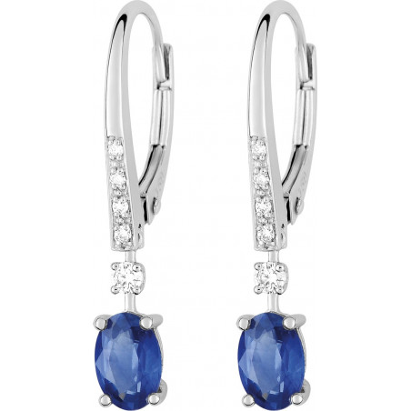 Boucles d'oreilles OR Blanc 750 ml Diamants et Saphirs