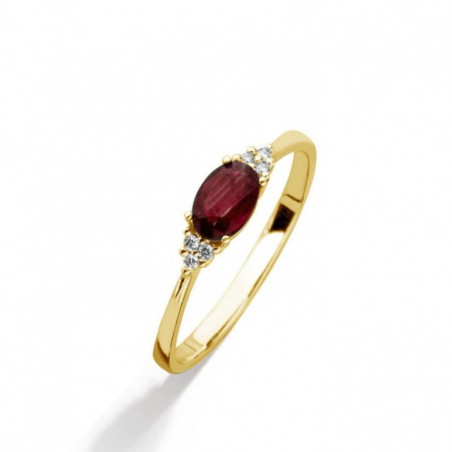 Bague OR jaune 750 ml Diamants & Rubis