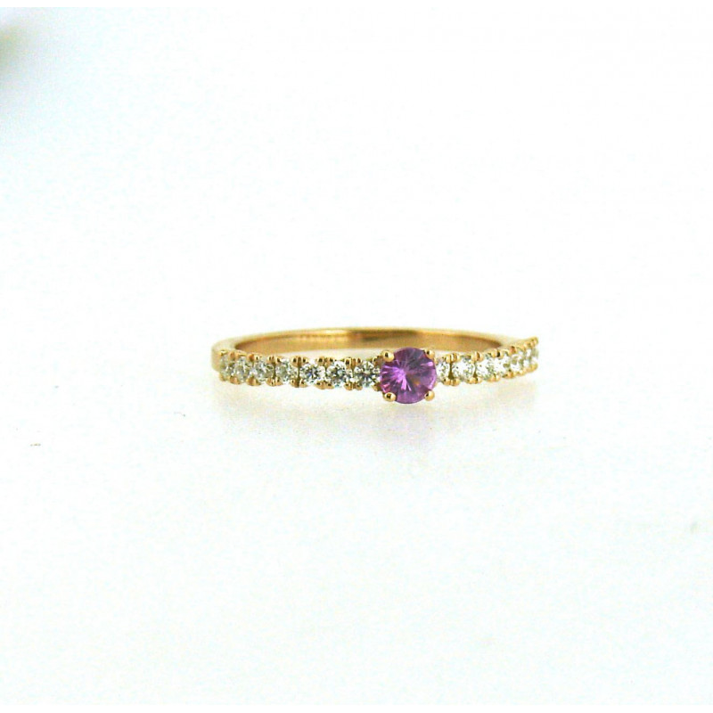Bague OR Jaune 750 ml Diamants & Saphir violet Bague OR Jaune 750 ml Diamants & Saphir violet