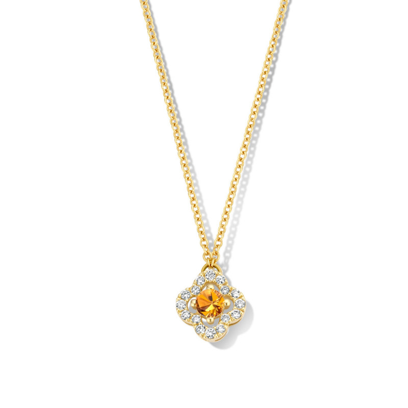 Collier OR Jaune 750 ml Diamants et Saphir orange