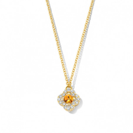 Collier OR Jaune 750 ml Diamants et Saphir orange
