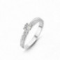 Bague Solitaire accompagné OR Blanc 750 ml Diamants