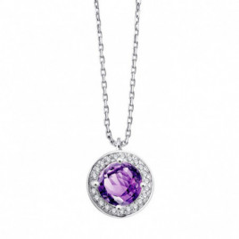 Collier OR Blanc 750 ml Diamants & Améthyste