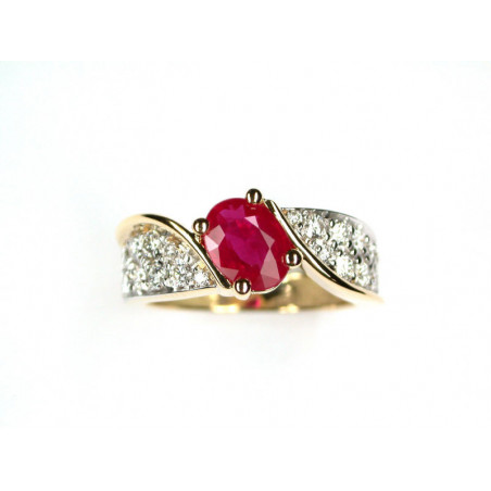 Bague OR Jaune 750 ml Diamants & Rubis