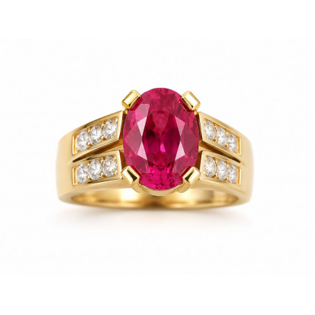 Bague OR Jaune 750 ml Diamants & Rubis