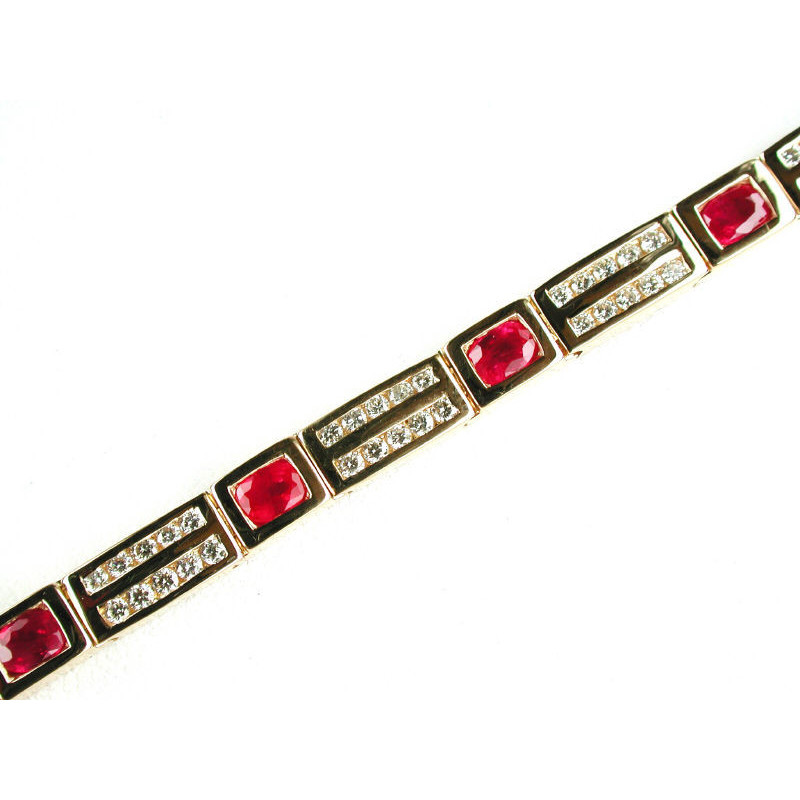 Bracelet OR Jaune 750 ml Diamants & Rubis