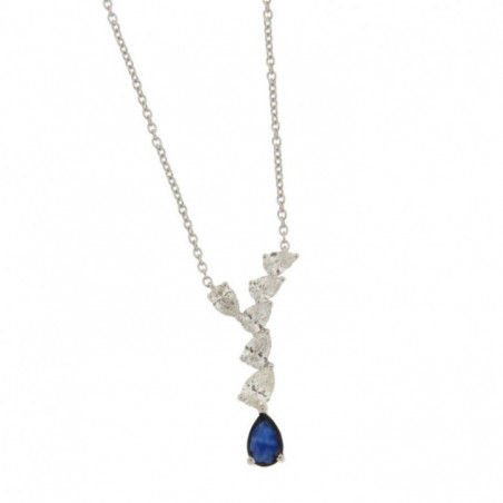 Collier OR Blanc 750 ml Diamants & Saphir