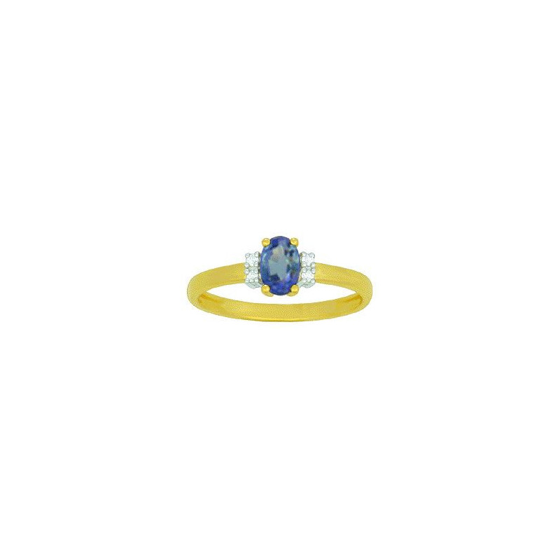 Bague OR Jaune 750 ml Diamants & Saphir