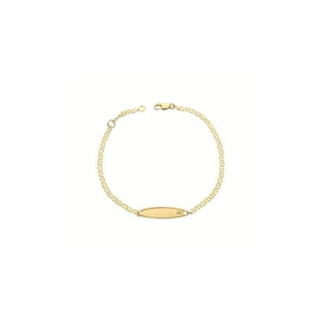 Bracelet Identité OR jaune 750 ml Maille marine & Plaque ovale & Rose