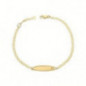 Bracelet Identité OR jaune 750 ml Maille marine & Plaque ovale & Rose