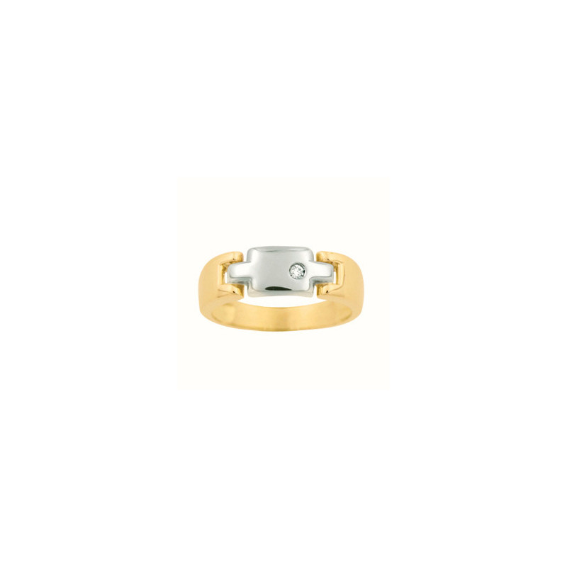 Bague OR Jaune et Blanc 750 ml Diamant