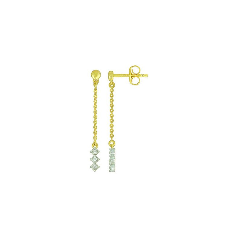 Boucles d'oreilles OR Jaune et Blanc 750ml Diamants