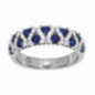 Bague OR Blanc 750 ml Diamants et Saphirs