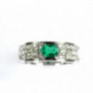 Bague OR Blanc 750 ml Diamants & Emeraude