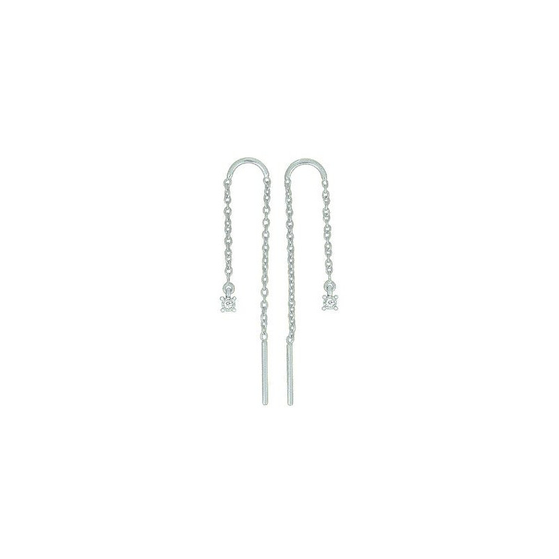 Boucles d'oreilles OR Blanc 750 ml Diamants