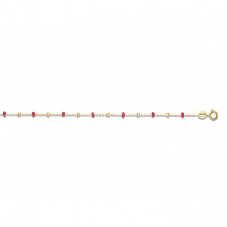 Bracelet OR Jaune 750 ml Boules rouges