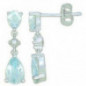 Boucles d'oreilles OR Blanc 750 ml Diamants & Topaze bleu