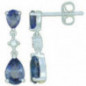 Boucles d'oreilles OR Blanc 750 ml Diamants & Améthyste