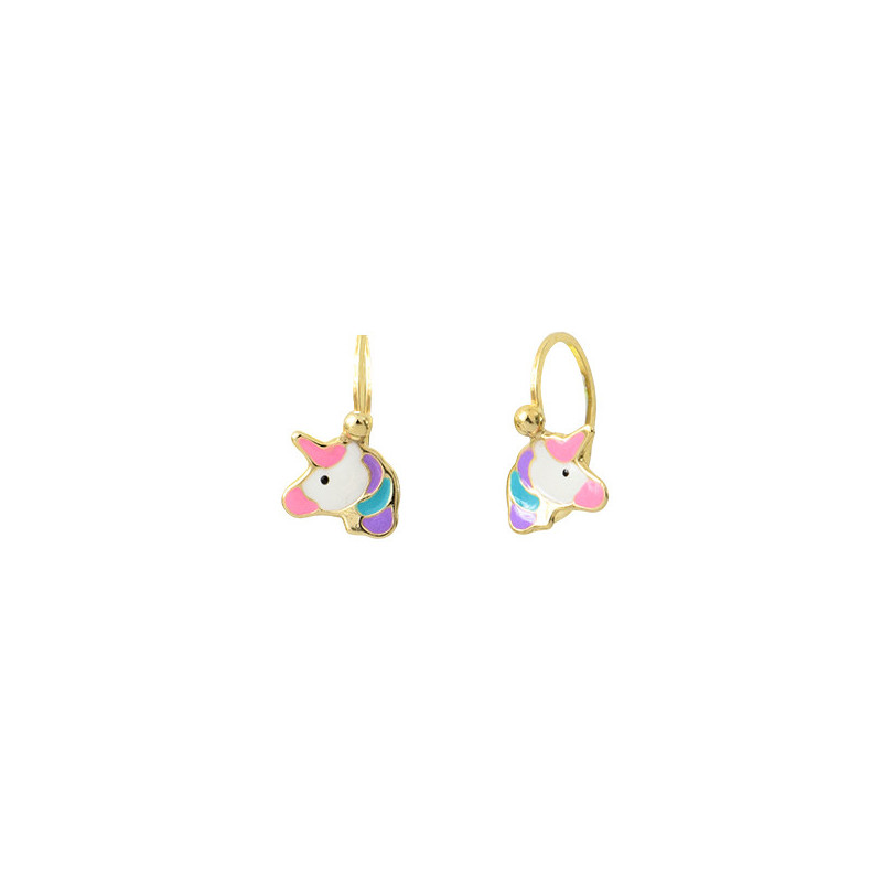Boucles d'oreilles OR Jaune 750 ml Licorne