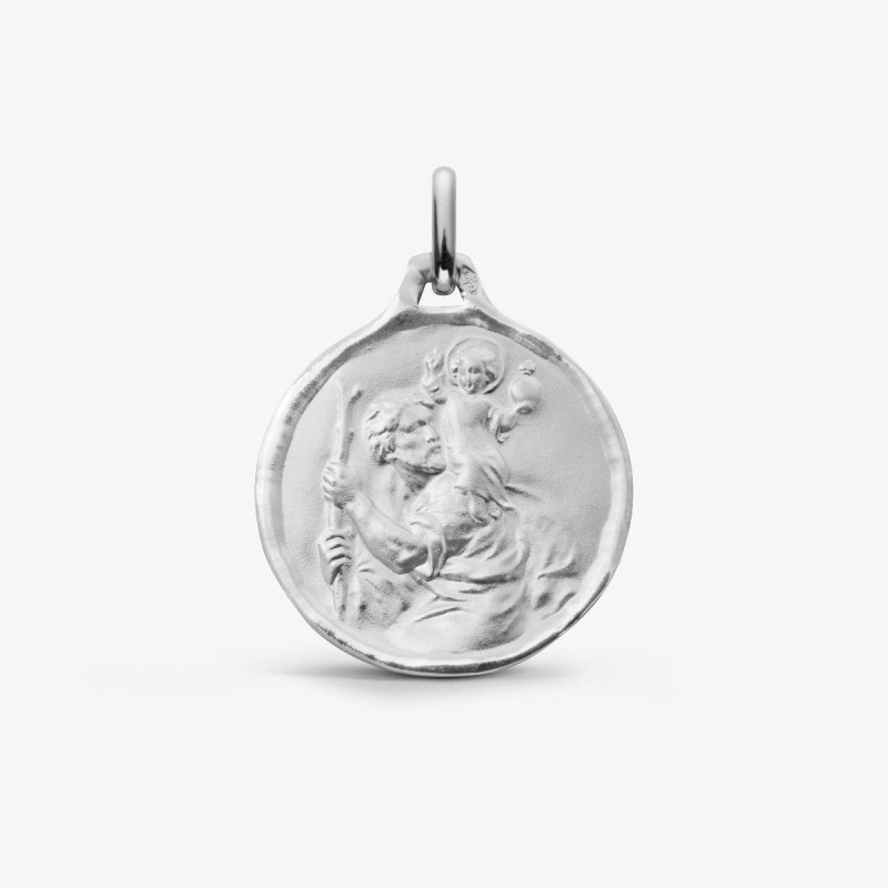 Médaille baptême Saint Christophe - Géant de Canaan OR Blanc 750 ml