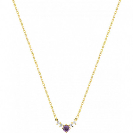 Collier OR Jaune 750 ml Diamants & Améthyste