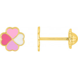 Boucles d'oreilles OR Jaune 750 ml Fleur