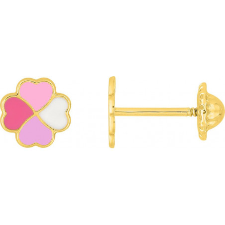 Boucles d'oreilles OR Jaune 750 ml Fleur