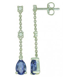Boucles d'oreilles OR Blanc 750 ml Diamants & Saphirs