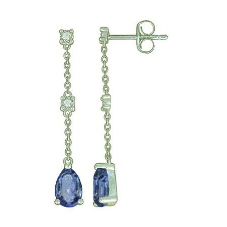 Boucles d'oreilles OR Blanc 750 ml Diamants & Saphirs