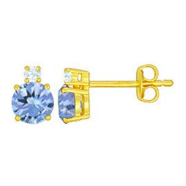 Boucles d'oreilles OR Jaune 750 ml Diamants & Tanzanite
