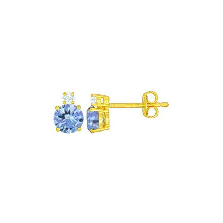 Boucles d'oreilles OR Jaune 750 ml Diamants & Tanzanite