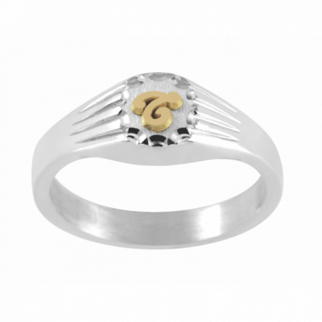 Chevaliere Argent 925 ml Initiale OR Jaune 750 ml